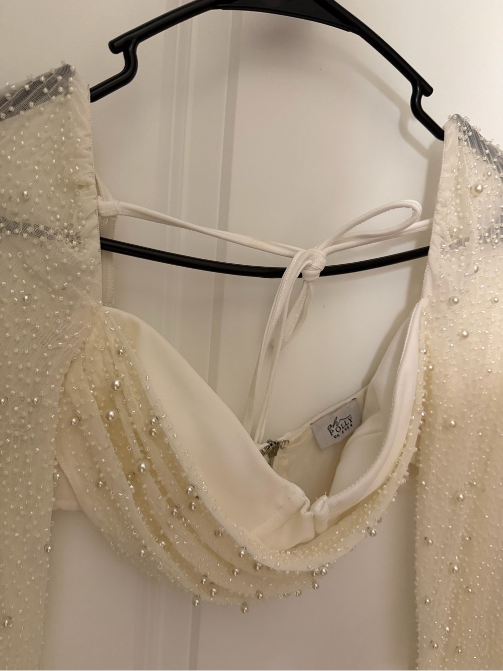 Oh Polly Embellished Cream Two-Piece Set with Draped Top - Picture 2 of 3